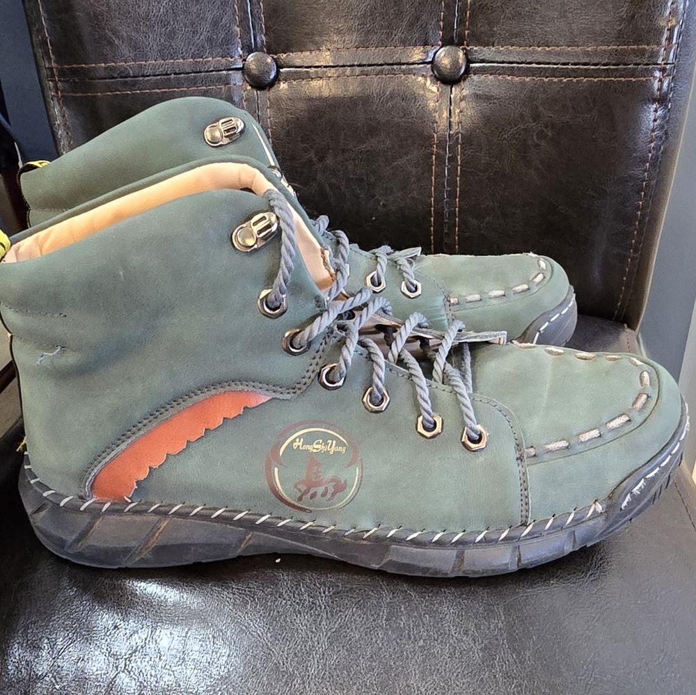 Men's Green Leather Boots